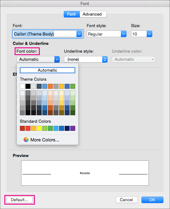 change highlight color for microsoft word for mac program